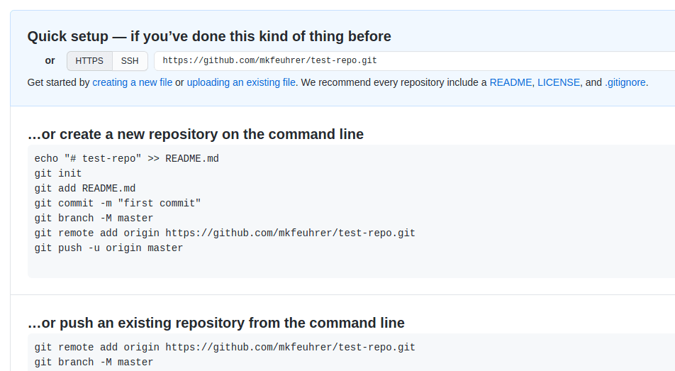 Github new repo